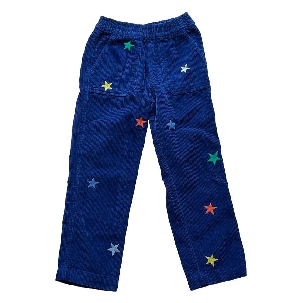 Mini Boden kids 6-7y Pull On Cotton Corduroy Pants Multicolor Embroidered Stars